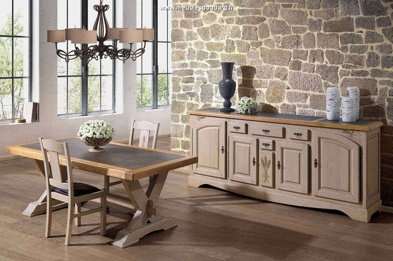 Bahut bas 4 portes campagne en chêne