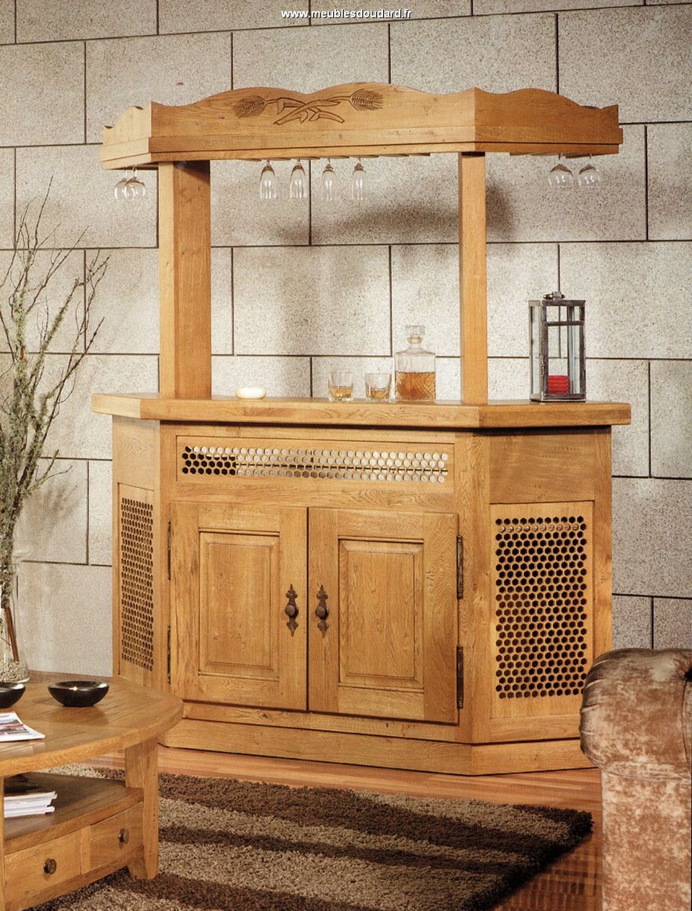 Meuble bar en bois massif style rustique