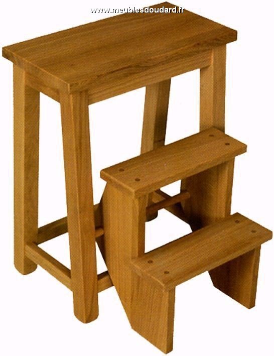 Tabouret escabeau 2 marches en bois massif