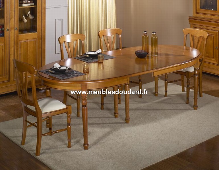 TABLE OVALE DE SALLE À MANGER MERISIER LOUIS PHILIPPE RÉF ...