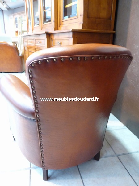 Fauteuil club vintage en cuir de mouton