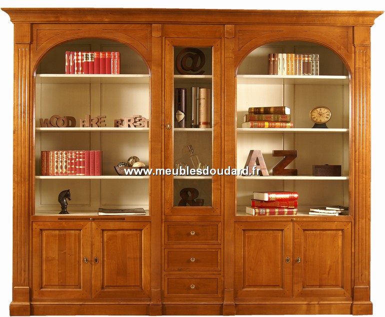 B2B armoire bibliotheque 4 portes vitree marron 