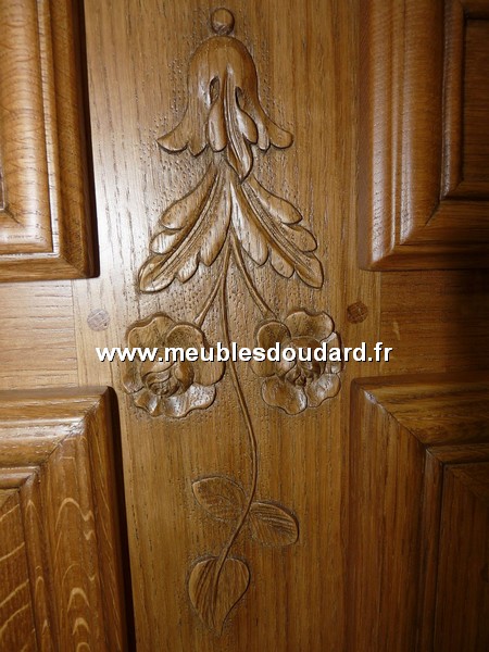 Enfilade 4 Portes Normande Buffet Bas En Chêne Sculpté